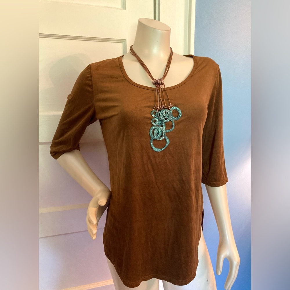 🤠Brown Western Style Rue21 3/4 Sleeve Shirt